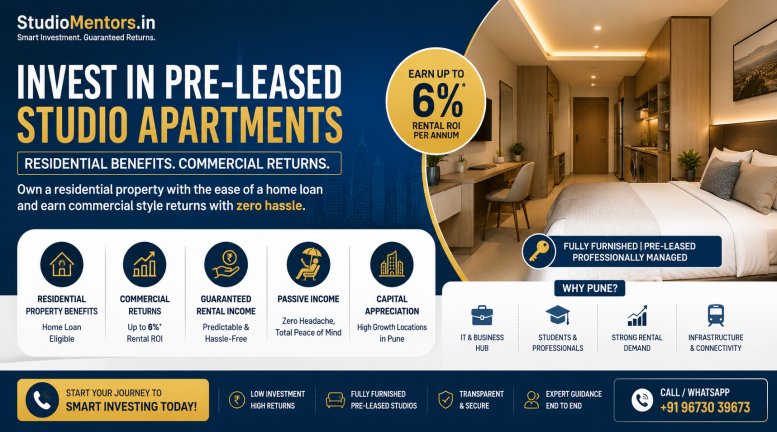 Investing in Pre-Leased Studio Apartments in Pune: Get Residential Property Benefits with Commercial Returns